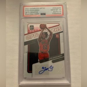 2021-22 Donruss Optic Opti-Graphs 97/99 Ayo Dosunmu PSA 10 GEM MT Rookie Auto RC